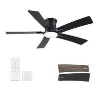 Ventilatori da soffitto da 52 pollici con luci e telecomando, ventilatore a soffitto a basso profilo, stile di montaggio a incasso con 5 lame, per interni camera da letto, soggiorno e esterno