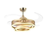 Ventilatori da soffitto Moderni Intelligenti a LED con 4 Pale retrattili, Luce a LED, Telecomando, dimmerabili per Camera da Letto (Oro, 42 Pollici) (Oro 42 Pollici)