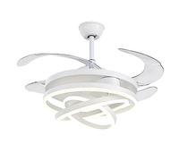 Ventilatori da soffitto Moderni Intelligenti a LED con 4 Pale retrattili, Luce a LED, Telecomando, dimmerabili per Camera da Letto (Oro, 42 Pollici) (Bianco 42 Pollici)