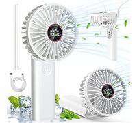 Ventilatori Portatili, Mini Ventilatore Ricaricabile USB 5000 mAh con Powerbank Ventilatori Portatili da Tavolo Ventilatore da Collo Appeso 4 IN 1 Adatto per Viaggio Casa Ufficio Esterno (Bianco)