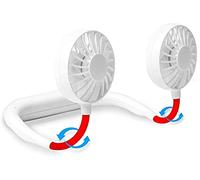 Ventio personale senza mano, mini ventola doppia con il collo, ventola ricaricabile USB indossabile, corsa a 3 velocità, pieghevole, rotazione gratuita a 360 ° disponibili per l'esercizio fisico,