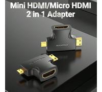 Vention 2 In 1 Mini Adattatore Hdmi A Micro Hdmi, Adattatore Convertitore Mini Hdmi Maschio A Micro Hdmi Femmina Con 3d / 4k 1080p Per Laptop, Monitor, Proiettore Policloruri di vinile