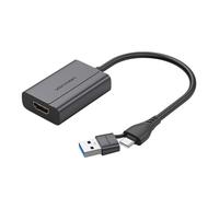 Vention Adattatore USB C + USB A a HDMI 1080P @ 60Hz Display HD Doppia Interfaccia - 0.15M Grigio Lega di Alluminio Portatile e Durevole - Compatibile con Windows & MacOS - Modello ACYHB