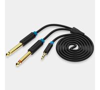 Cavo stereo Vention BACBI da 3 m, jack maschio da 3,5 mm a 2 jack maschi da 6,35 mm, placcato oro, nero