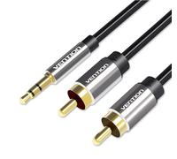 Vention Cable Cavo stereo BCFBH 2 m – 3,5 mm TRRS a 2 RCA maschio, placcato oro, nero