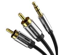 VENTION Cable AudioRCA, Cable Jack a 2RCA, 2RCA Macho a Jack 3,5 mm, Cable Splitter Audio Y, Compatible con Controlador de DJ, Sistema HiFi, Tablet, PC, Televisión, Estéreo, Amplificador (3m)