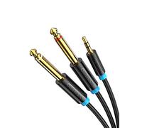 VENTION Cable de 3,5mm a Doble 6.35mm Mono Audio Jack Divisor de Macho a Macho Compatible con Computadora Portátil, Mezclador, Amplificador, Guitarra 2m