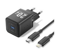 Vention Cargador de Pared GaN USB-C 20W - Cable USB-C a Lightning 1m - Color Negro