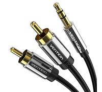 VENTION Cavo Audio AV, Cable Jack a 2RCA, 2 AV Maschio a Jack 3,5 mm, Cable Splitter Audio Y, Compatibile con Controlador DJ, Sistema HiFi, Tablet, PC, Televisione, Stéreo, Amplificatore (2m)