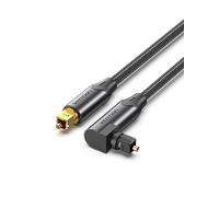 VENTION Cavo audio ottico Toslink 1m ad angolo di 90 gradi - Cavo audio digitale S/PDIF Toslink - Intrecciato, placcato in oro 24K, in alluminio con fibra ottica per soundbar, impianto stereo, home