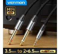 Vention Cavo TRS da 3,5 mm a doppio 6,5 mm Adattatore AUX Cavo audio Jack da 6,5 a jack stereo da 3,5 per amplificatore mixer Adattatore da 6,35 mm