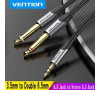 Vention Cavo TRS da 3,5 mm a doppio 6,5 mm Cavo audio AUX maschio mono jack 6,5 a jack stereo 3,5 per amplificatore mixer Adattatore da 6,35 mm
