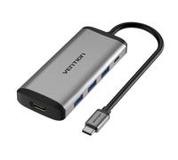 Vention CNBHB Hub USB-C HDMI 4K 3xUSB 3.0 PD 100W 5Gbps Alluminio grigio