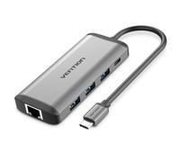 Vention CNDHB replicatore di porte e docking station per laptop Cablato USB 3.2 Gen 1 (3.1 Gen 1) Type-C Argento