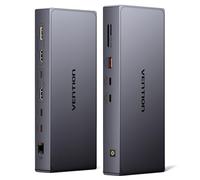 VENTION DisplayLink - Docking station per MacBook M1/M2/M3/M4, docking station USB C 11 in 1, doppio monitor 4K@60Hz, docking station per laptop con 10 Gbps USB A/C, HDMI, DP, PD 100W, SD/TF, RJ45