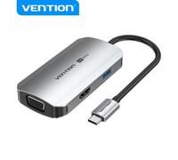 Vention Docking Station 4 in 1 da USB-C a HDMI 4K/VGA/USB 3.0/PD - 015 m - Alluminio grigio