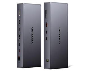VENTION Docking Station DisplayLink per MacBook M1/M2/M3/M4, Docking Station USB C 11 in 1 con Doppio Monitor 4K@60Hz,Stazione per portatile con USB A/C 10Gbps,HDMI,DP,PD 100W,SD/TF