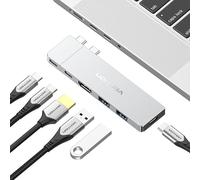 VENTION MacBook USB Adapter, Mac Hub with Dual USBC, Removable Magnetic USB-C Connector, PD 140W / 8K @ 240Hz / 80Gbps Max, Compatible with All Laptops/iPads, Silver