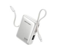 VENTION Mini Power Bank 10000mAh 45W Ricarica Rapida, con Cavo USB-C Integrato & Display Intelligente, Caricatore Portatile 3 Porte Compatibile con iPhone 16/15/14 Pro Max Plus, iPad, Galaxy S24 Ultra