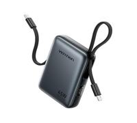 VENTION Mini Power Bank 10000mAh 45W Ricarica Rapida, con Cavo USB-C Integrato & Display Intelligente, Caricatore Portatile 3 Porte Compatibile con iPhone 16/15/14 Pro Max Plus, iPad, Galaxy S24 Ultra
