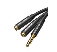 VENTION splitter per cuffie Cavo audio adattatore splitter ausiliario da 3,5 mm cavo di prolunga maschio senza microfono, adatto per telefono HUAWEI, Android, PS4, MP3-0,3 m / 30 cm (nero)