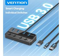 Vention USB A 3.0 HUB Ad alta velocità Multi 5 Gbps OFF/ON Interruttore individuale Adattatore indicatore LED per PC Laptop Porte USB Extender