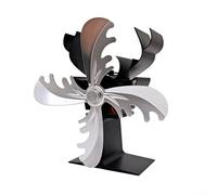 Ventola a legna per camino, a 4 pale, alimentata termicamente, circola l'aria calda in modo efficiente senza alimentazione esterna (argento)