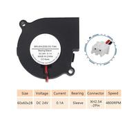 Ventola a soffiaggio, confezione da 5 ventilatori centrifughi con cuscinetti a sfera 12 V 2 pin 60 mm 6 cm 60 x 28 mm 6028 Silenziosi (5PCS-24V-SLEEVE_NO RGB)