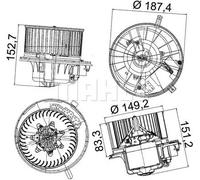 MAHLE Ventilatore interno AB 149 000P con regolatore integrato, adatto per VW Golf V (1K1)