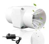 Ventola Aspirazione 75mm, 10w 3 pollici Ventola Estrazione 90 m³/h Ventola di Scarico con Controllore di Velocità, Estrattore Aria In Linea Per Booster, Tenda di Crescita,Ventilazione, 75mm