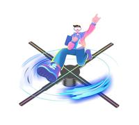 Ventola con ologramma 3D Proiettore Olografico 3D WIFI Macchina Pubblicitaria LED Luce AD LOGO Neon Neon Supporto Immagine Video LOGO Ventilatore Olografico 3D(65cm HD set)