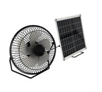 Ventola di raffreddamento ad energia solare da 10 W con ricarica USB, doppio uso come ventilatore da tavolo o da pavimento, design portatile, per attività all'aperto, campeggio, serra, canile, camper