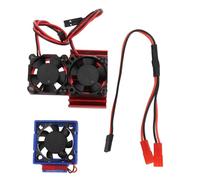 Ventola di raffreddamento ESC e ventola di raffreddamento del motore Set doppia ventola per Slash 4x4 1/10 Rustler 4x4 Stampede 4X4 Hoss 4x4 Velineon -3s Alluminio ABS Resistente (Rossa)
