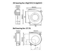 Ventola di raffreddamento per stampante 3D, 12V, modello 5015 Turbo Blower, connettore a 2 pin.