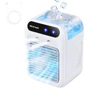 Ventola di raffreddamento portatile, mini condizionatore d'aria da tavolo 3 in 1 con serbatoio d'acqua da 500 ml, 2 velocità della ventola e 2 modalità di nebbia, unità di raffreddamento personale