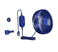 Ventola di raffreddamento USB per auto, 3 velocità, regolabile, portatile, universale, compatta, 12 V 24 V, ventola di circolazione dell'aria per veicoli SUV, blu