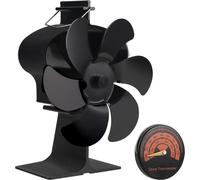 Ventola EXLECO Per Stufa 6 Pale Ventilatore Stufa a Legna con Termometro Camino