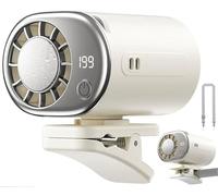 Ventola for Condizionatore D'aria Con Clip for Auto Con Display A LED, Mini Sistema Di Raffreddamento Portatile for Rotazione Di 360° Del Veicolo, 199 Velocità Regolabili(White)