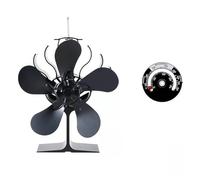 Ventola For Stufa Alimentata A Calore A 5 Pale For Caminetto Con Bruciatore A Legna. Strumento Termoventilatore Ambientale Silenzioso, Distribuzione Efficiente Del Efficienza Termica(With Thermometer)