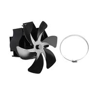 Ventola in legno alimentato a calore 6 lame che pendono la stufa a ventola silenziosa tubo di fumio appeso a un supporto per pareti ecologico per camino in legno tubo da camino (Nero)