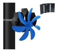 Ventola magnetica da parete per stufe a legna, accessorio per camino alimentato a calore, in alluminio anodizzato, design a basso rumore, migliora la distribuzione del calore dell'ambiente (blu)