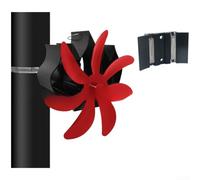 Ventola magnetica da parete per stufe a legna, accessorio per camino alimentato a calore, in alluminio anodizzato, design a basso rumore, migliora la distribuzione del calore della stanza (rosso