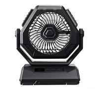Ventola oscillante per attività all'aperto, con batteria ricaricabile e flusso d'aria regolabile, colore: nero
