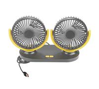 Ventola per auto a doppia testa 12V USB, ventilazione automatica del radiatore del condizionatore d'aria portatile per auto(Nero giallo)