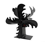 Ventola per camino a legna a 4 pale, alimentata termicamente, circola l'aria calda in modo efficiente senza alimentazione esterna (nero)