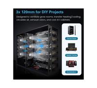 Ventola per Computer 3x120mm con Regolatore di Velocità AC 100V-240V per Raffreddamento Armadi, Server, Workstation, Spina USA