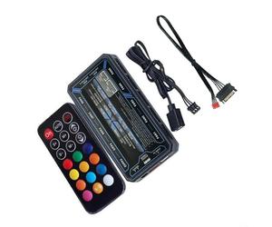 Ventola per computer RGB Hub con interfaccia a 6 pin, 10 ventole e 2 porte a strisce LED, ritmo musicale, 365 modalità di illuminazione, telecomando wireless e controllo ARGB della scheda madre, nero