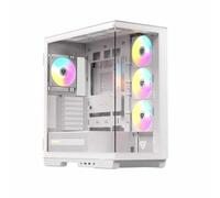 Nfortec Ursa ATX A-RGB Torre PC Gaming, doppio vetro con cerniera, alte prestazioni, compatibilità con E-ATX/ATX/Micro-ATX/ITX, 4 ventole A-RGB pre-installate, colore bianco