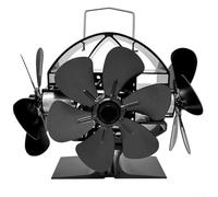 Ventola per stufa a legna, a tre teste, senza elettricità, alimentata a calore, per legna e camino, a circolazione calda (18 lame)