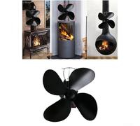 Ventola per stufa alimentata a calore con funzionamento silenzioso sotto i 26 dB, design a quattro pale in lega di alluminio per una migliore circolazione del calore, adatta per stufe a legna